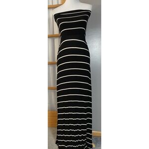 90s MUDD Strapless Maxi Dress S Black Ivory Stripes Beach Party Modern City